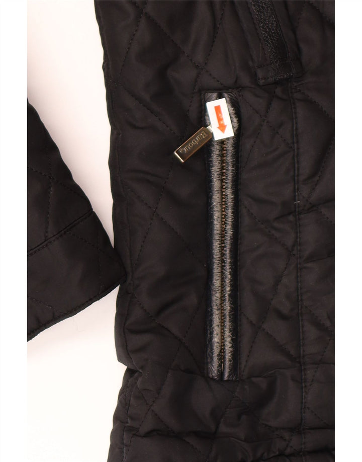 BARBOUR Womens Hooded Quilted Jacket UK 10 Small  Black Polyester