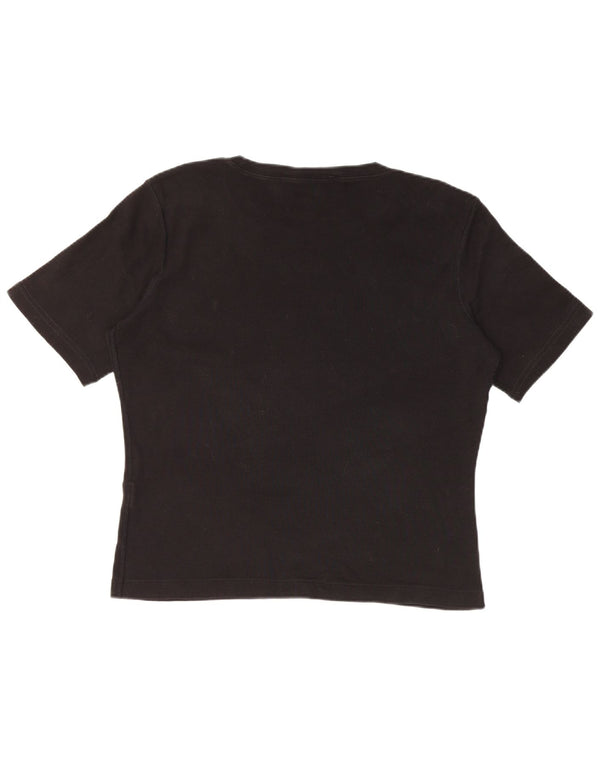 RALPH LAUREN Tricou Crop Top pentru femei UK 18 XL Bumbac negru