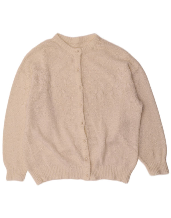 Pulover Cardigan Vintage pentru femei UK 18 XL Acrilic alb