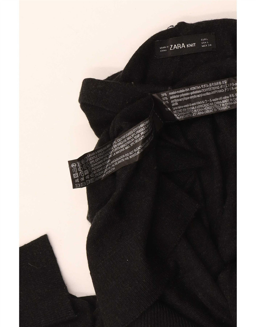 Pulover cu gât țestoasă pentru femei Zara UK 14, mare, negru, modal
