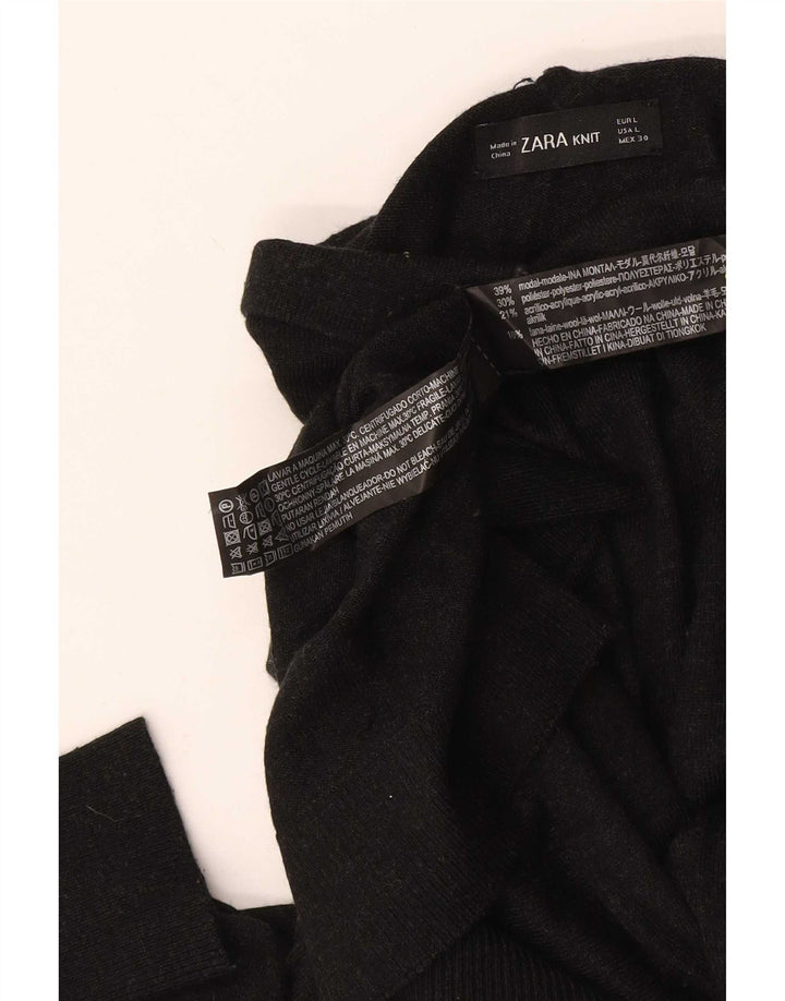 Pulover cu gât țestoasă pentru femei Zara UK 14, mare, negru, modal