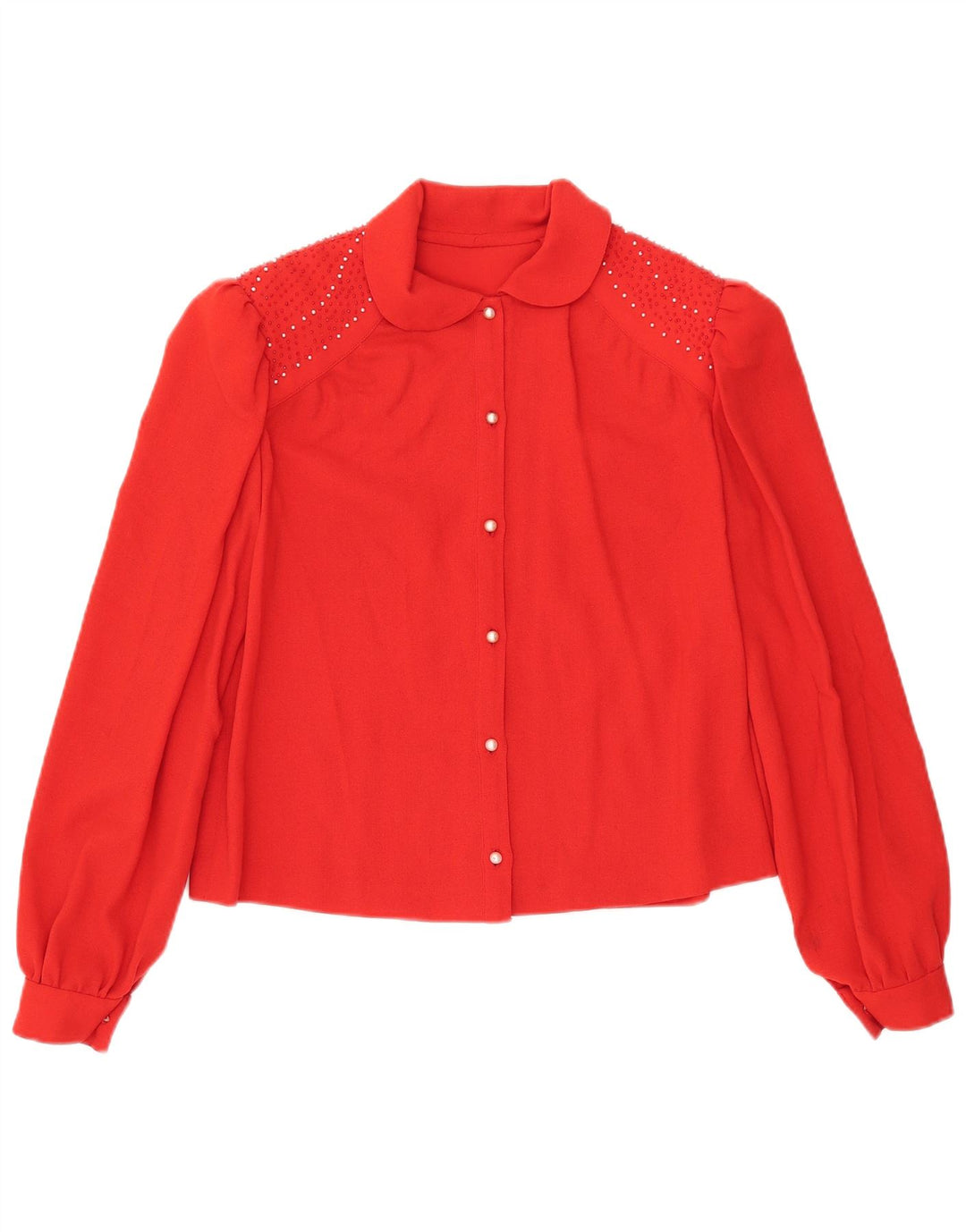 Bluză pentru femei VINTAGE Cămașă Crop UK 12 Roșu Mediu