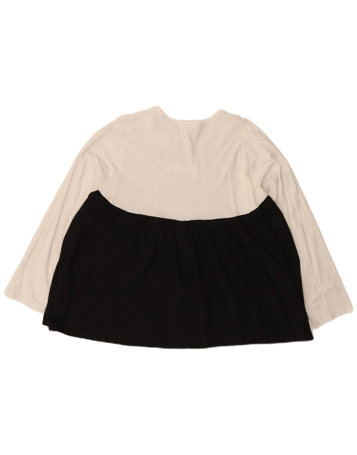 Top supradimensionat pentru femei Zara cu mânecă lungă UK 14 Medium White Colorblock