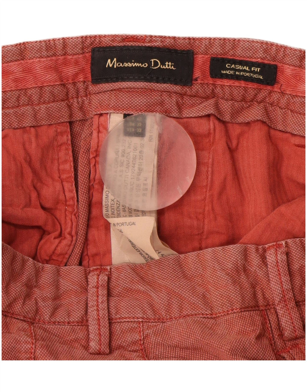 MASSIMO DUTTI Pantaloni Chino Casual Fit pentru bărbați EU 42 Large W32 L32 Red