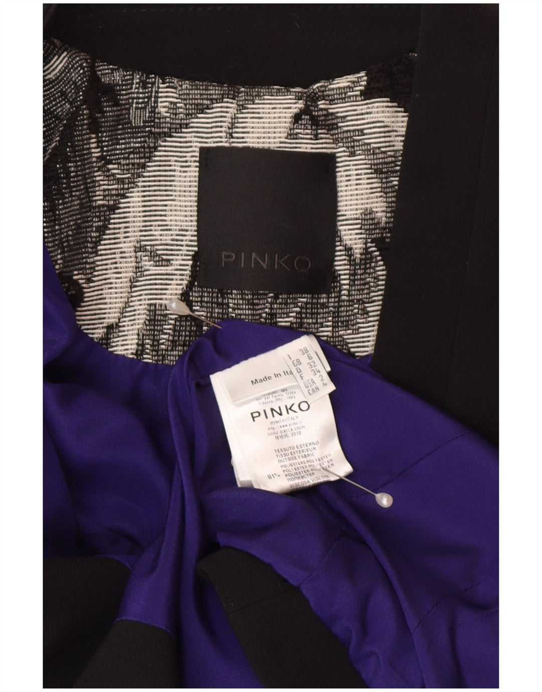 Jachetă pentru femei Pinko Crop 1 Button Blazer UK 6 XS Negru Floral Poliester