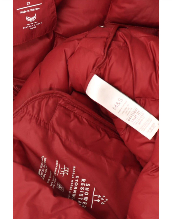 Palton căptușit cu glugă pentru femei Marks & Spencer UK 22 3XL Poliamidă roșie