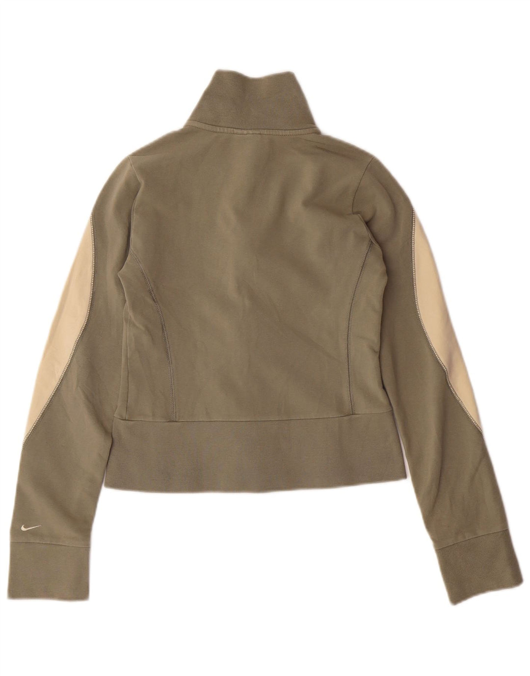 Jachetă de top pentru trening NIKE Crop pentru femei UK 8/10 Small Beige Colorblock