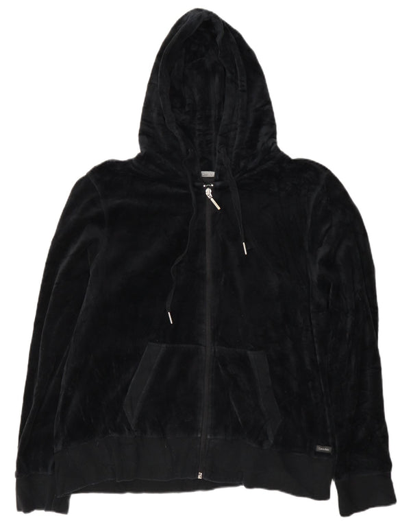 Pulover Calvin Klein pentru femei, din catifea, cu fermoar, bumbac negru UK 18 XL