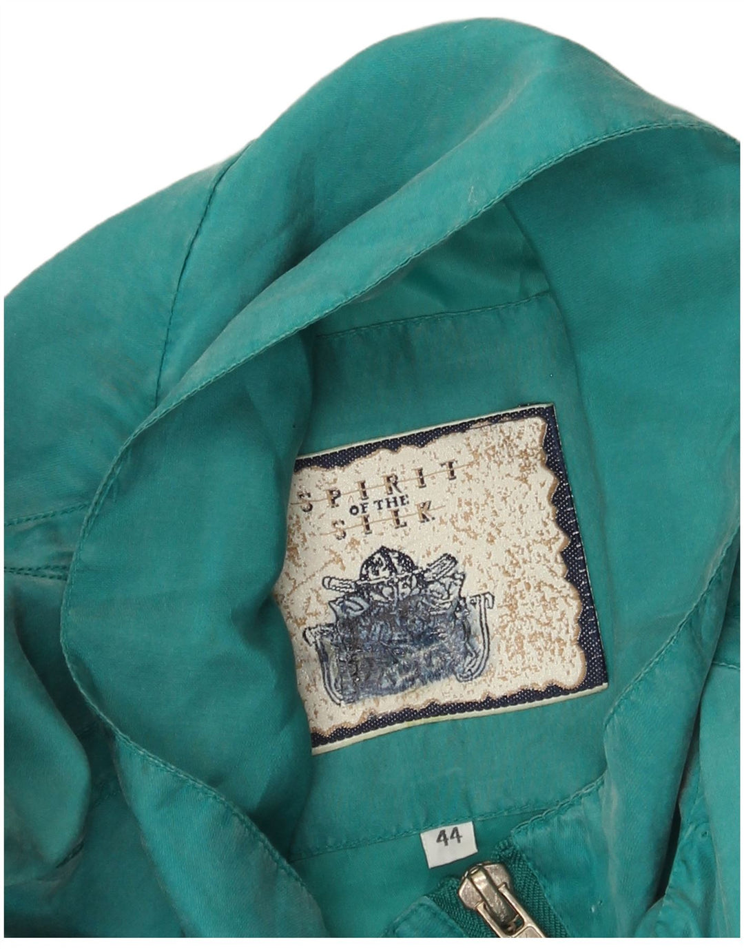 Pardesiu Vintage Femei IT 44 Medium Turcoaz Silk