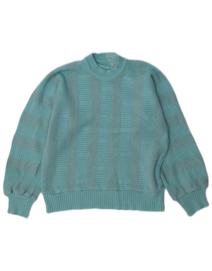 VINTAGE Pulover cu gât țestoasă pentru femei UK 14 Medium Blue Dunge