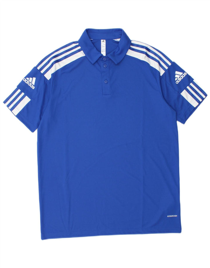 Tricou polo Adidas Aeroready Graphic pentru bărbați, poliester albastru mediu