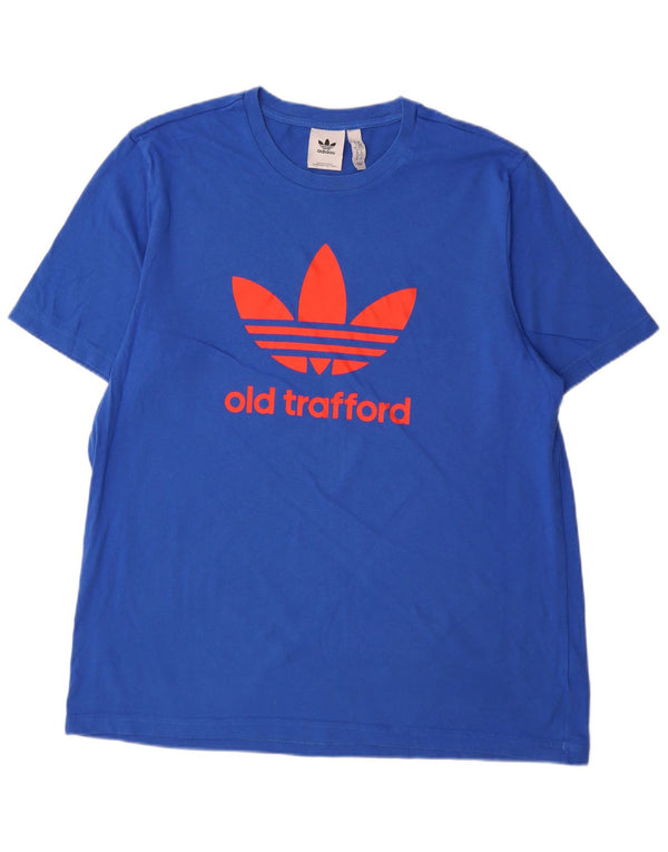 Tricou grafic Adidas pentru bărbați Manchester United Top XL Bumbac albastru