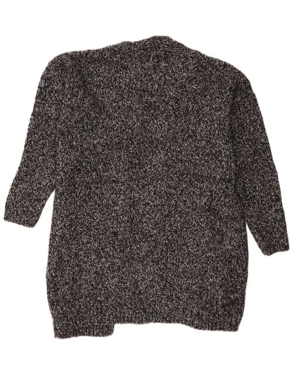 SUPERDRY Pulover cardigan cu paragate supradimensionat pentru femei UK 18 XL, gri cu pete