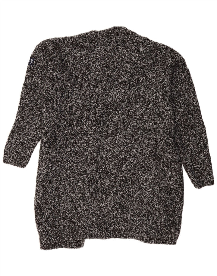 SUPERDRY Pulover cardigan cu paragate supradimensionat pentru femei UK 18 XL, gri cu pete