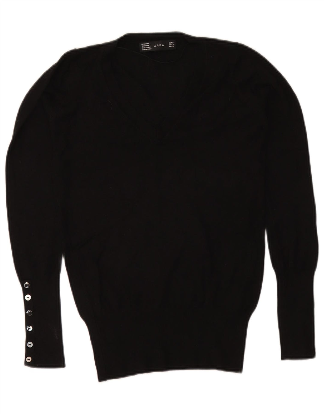 Pulover pentru femei cu decolteu în V Zara UK 10 Mic Negru