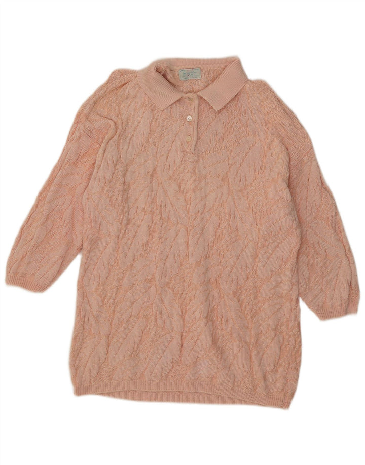 Pulover Benetton pentru damă, cu model abstract, pulover cu gât polo IT 48 XL roz