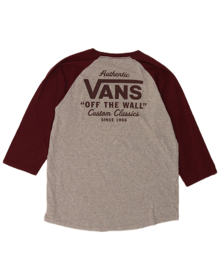 Top grafic Vans pentru bărbați, cu mânecă 3/4 mare, gri, bumbac color bloc