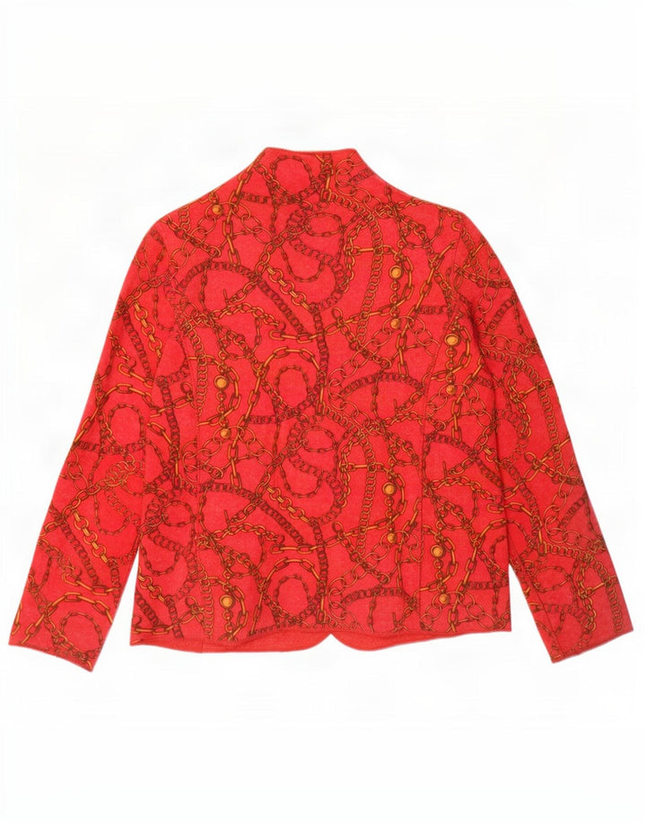 Blazer reversibil cu model abstract pentru femei vintage UK 14 roșu mediu