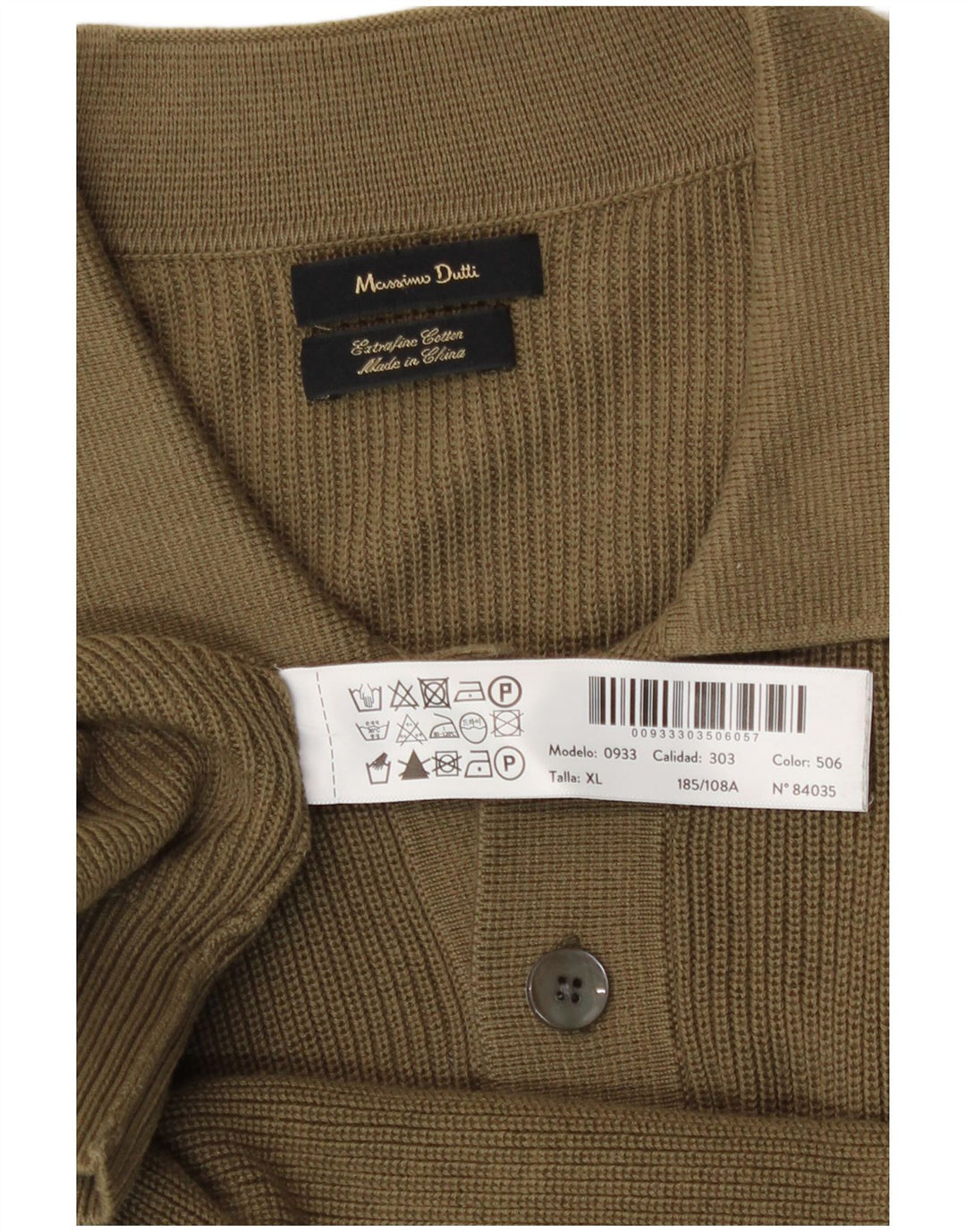 Massimo Dutti Pulover pentru bărbați cu gât polo XL bumbac kaki