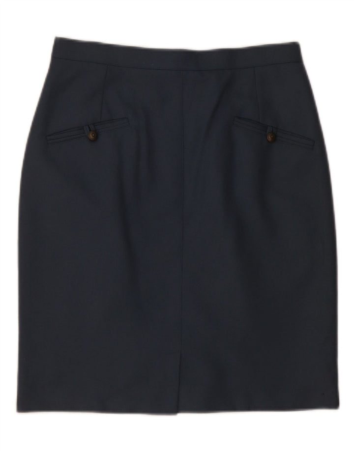 Fusta creion pentru femei VINTAGE Mediu W28 Lână bleumarin