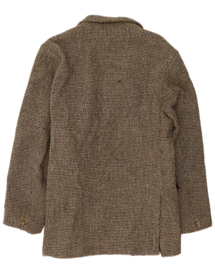 Jachetă pentru bărbați Harris Tweed cu 3 nasturi, UK 40, lână nouă, cu carouri, maro