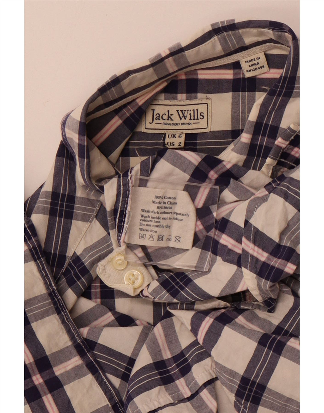 Cămașă pentru femei JACK WILLS UK 6 XS Bumbac cu check alb