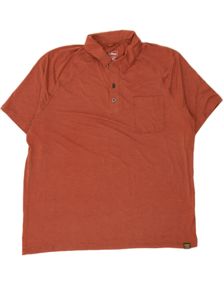 L.L.BEAN Mens Slightly Fitted Polo Shirt XL Brown Polyester Vintage L.L.Bean and Second-Hand L.L.Bean from Messina Hembry 