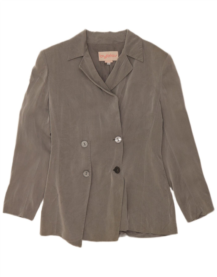 BYBLOS Mens Double Breasted Blazer Jacket IT 42 Medium Grey Viscose