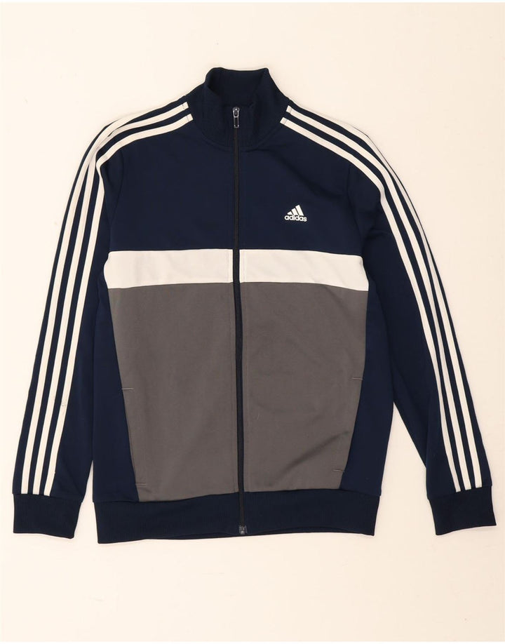 Jachetă de trening pentru băieți Adidas 13-14 ani, albastru bleumarin, color block
