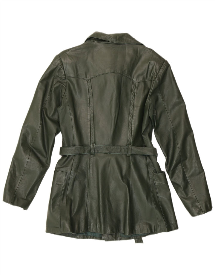 Geacă de piele vintage pentru femei IT 46 Large Green