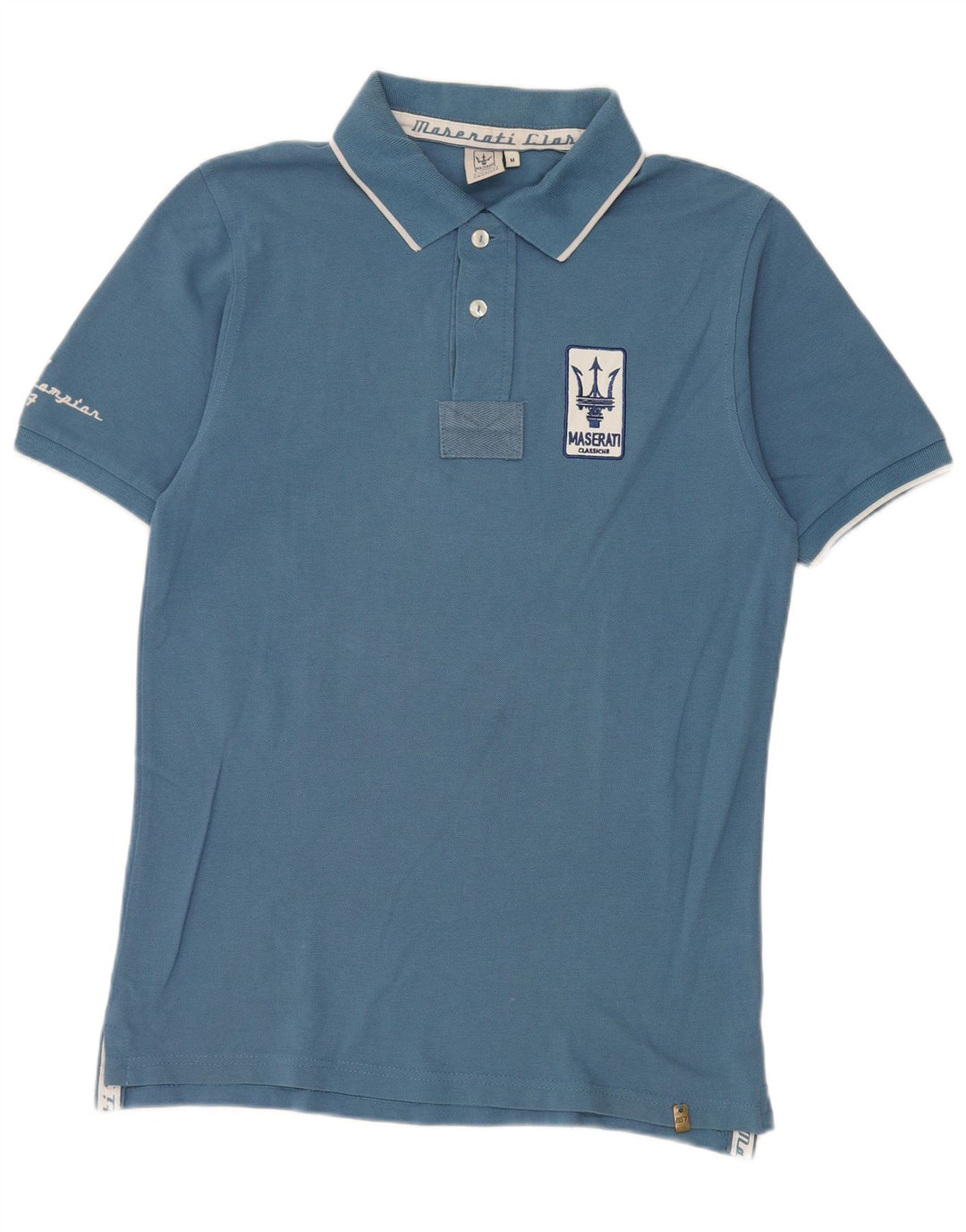 Tricou Polo Maserati pentru bărbați, bumbac albastru mediu