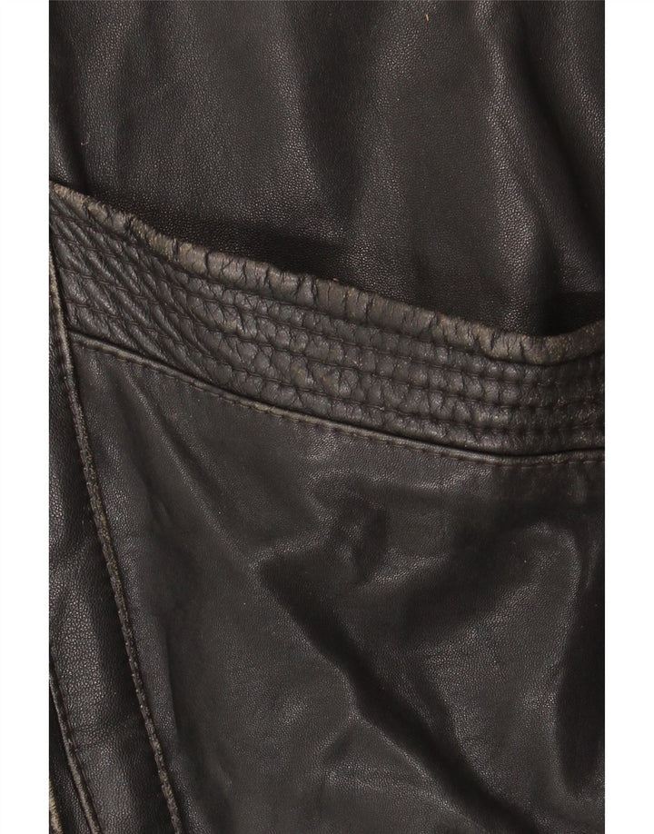 Jachetă de piele vintage supradimensionată pentru femei EU 46 XL din piele neagră