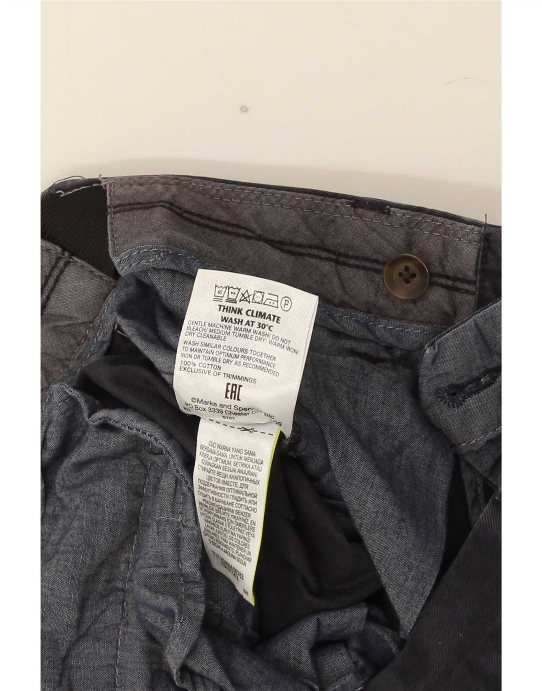 Pantaloni chino obișnuiți pentru bărbați Marks & Spencer L34 L29 Bumbac bleumarin