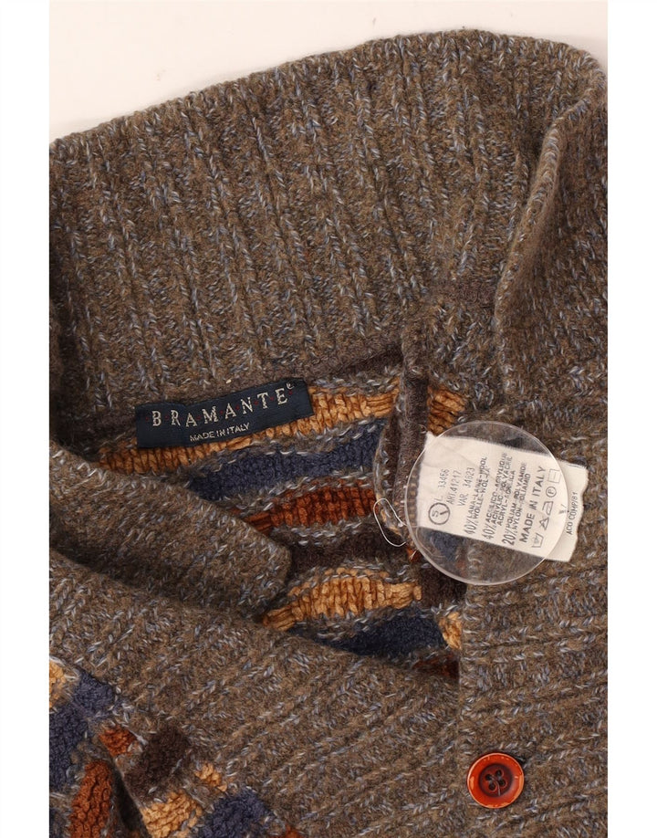 Pulover pentru bărbați cu gât polo Bramante, lână geometrică, multicoloră, mare