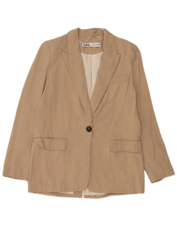 Sacou blazer pentru femei Zara cu 1 nasture UK 6 XS Bej Lyocell