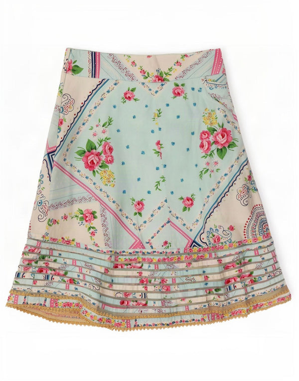 Fusta A-Line pentru femei Whistles UK 16 Large W34 Blue Floral