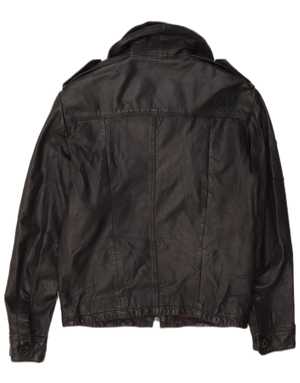 Jachetă militară din piele Superdry pentru femei UK 10 Small Black