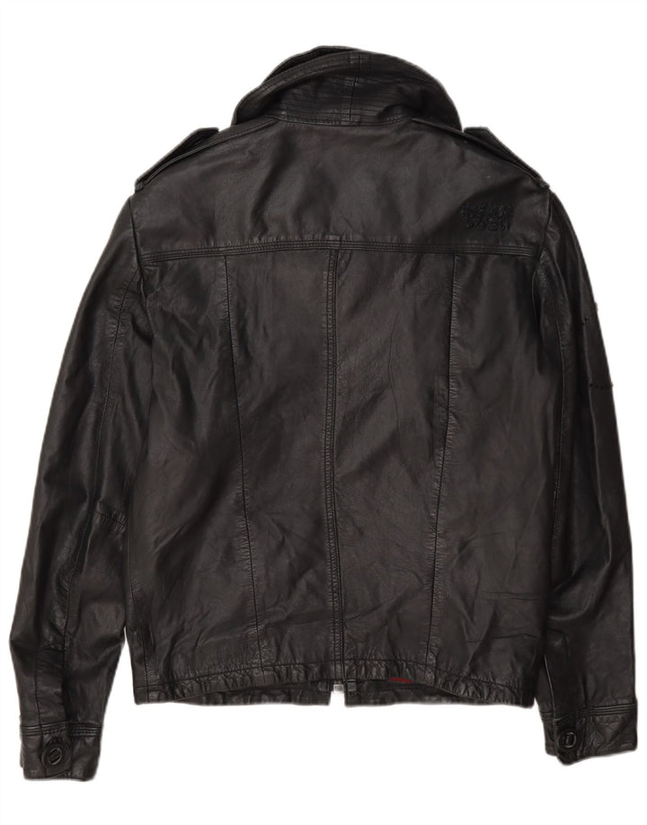Jachetă militară din piele Superdry pentru femei UK 10 Small Black