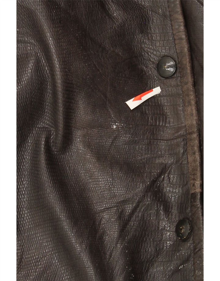 Jachetă de piele vintage pentru femei supradimensionată EU 44 XL din piele maro