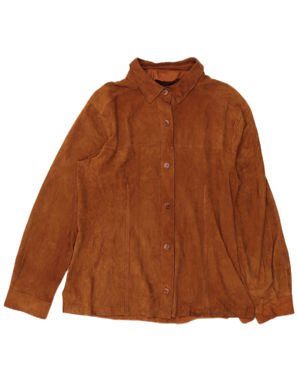 Vintage Womens Suede Shirt IT 48 XL Brown Leather