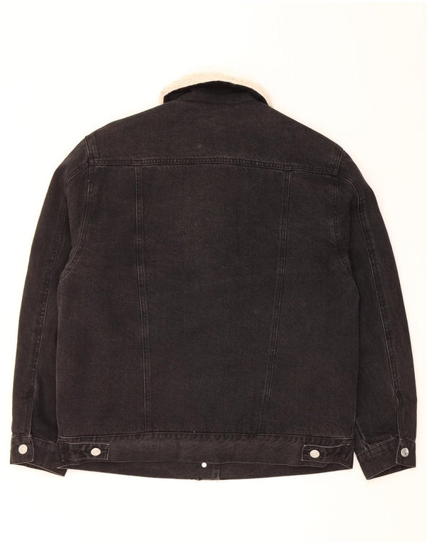Jachetă Sherpa de denim supradimensionată pentru femei Topshop UK 10 Bumbac negru mic