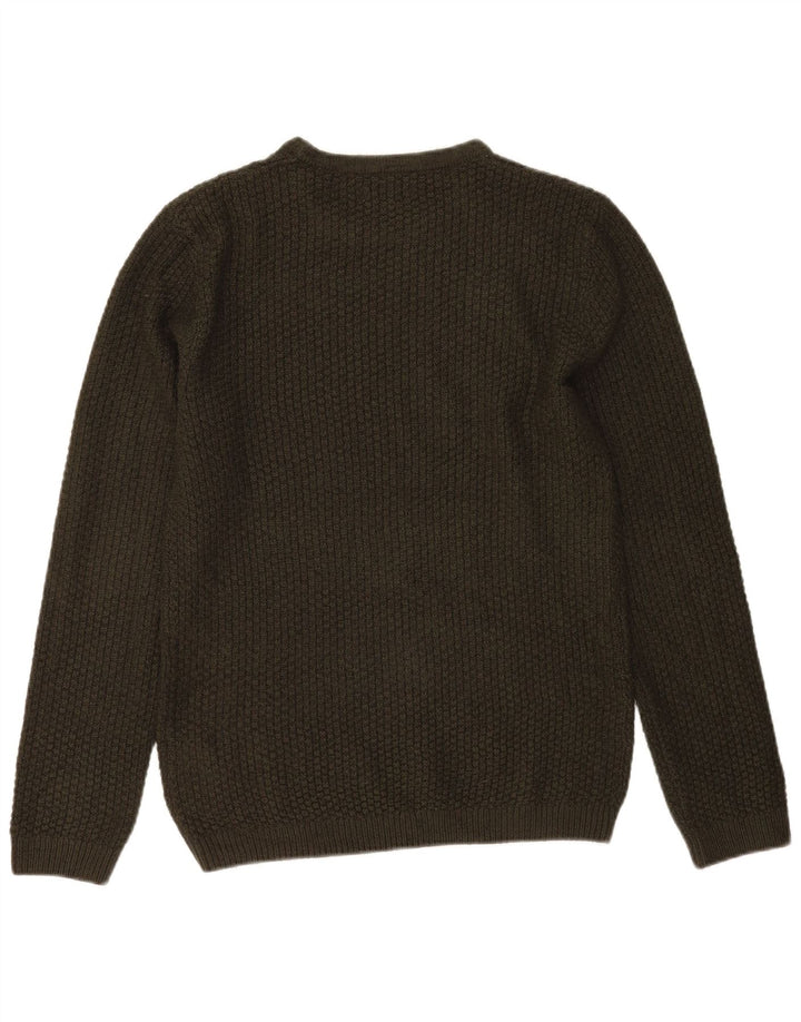 Pulover Jack & Jones pentru bărbați cu decolteu rotund, mic acrilic kaki