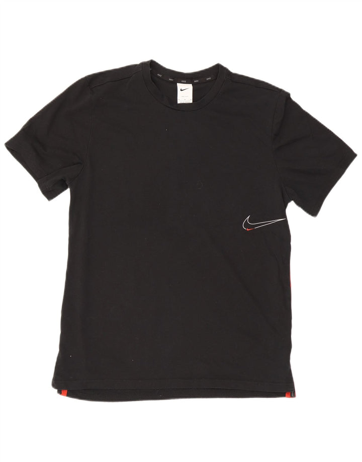 Tricou grafic Nike pentru bărbați Top mediu negru din bumbac color bloc