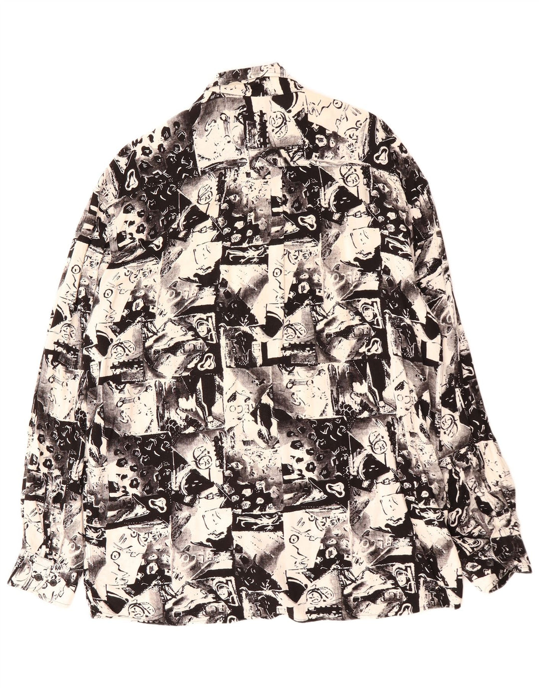 Cămașă pentru bărbați VINTAGE cu model abstract Mărimea 41 mare neagră