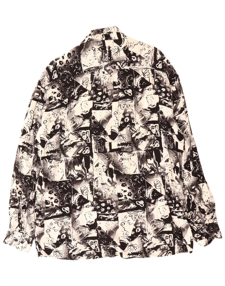 Cămașă pentru bărbați VINTAGE cu model abstract Mărimea 41 mare neagră