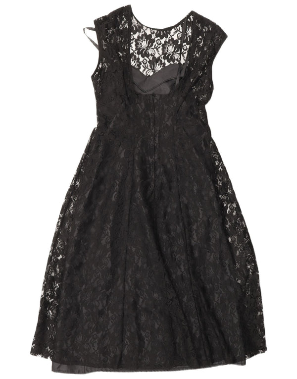 CLASIC Rochie A-Line pentru femei UK 12 Medium Black Floral Nylon