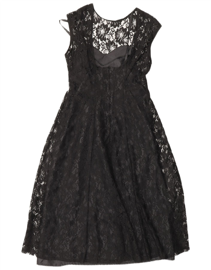 CLASIC Rochie A-Line pentru femei UK 12 Medium Black Floral Nylon