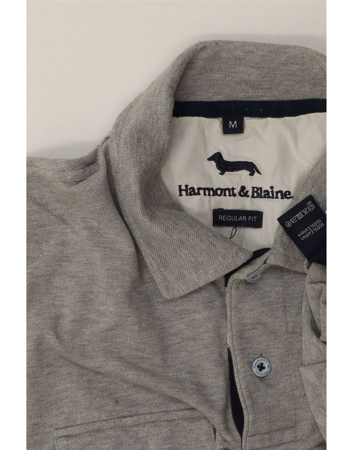 Tricou polo Harmont & Blaine pentru bărbați, bumbac cu pete, gri mediu