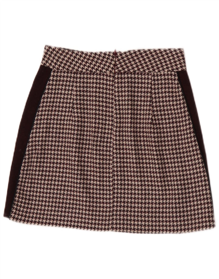 Fusta mini pentru femei Zara XS W24 Burgundy Houndstooth