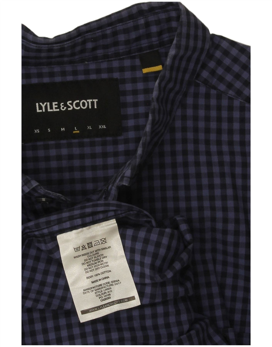 Cămașă pentru bărbați Lyle & Scott, mare din bumbac vichy, albastru bleumarin